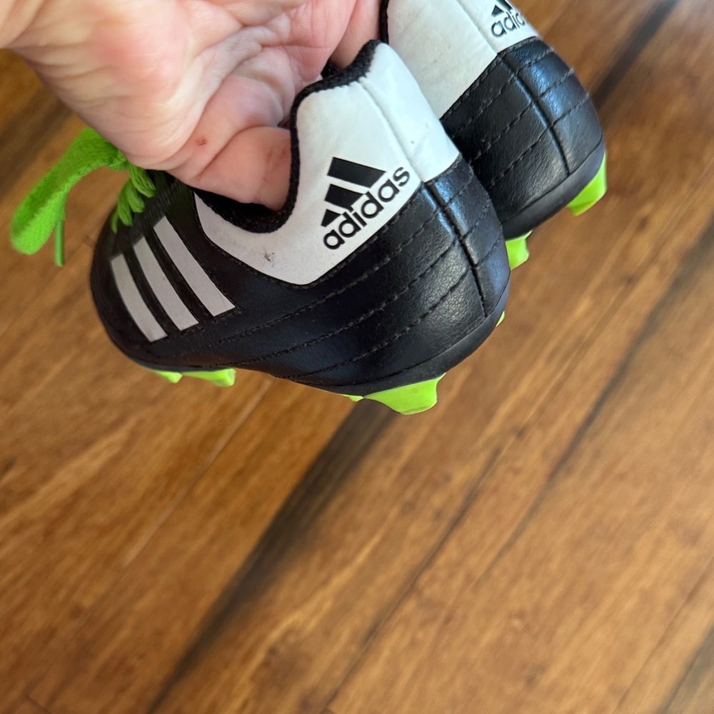 Adidas Kids Black with Green Accents Soccer Shoes - Picture 8 of 13
